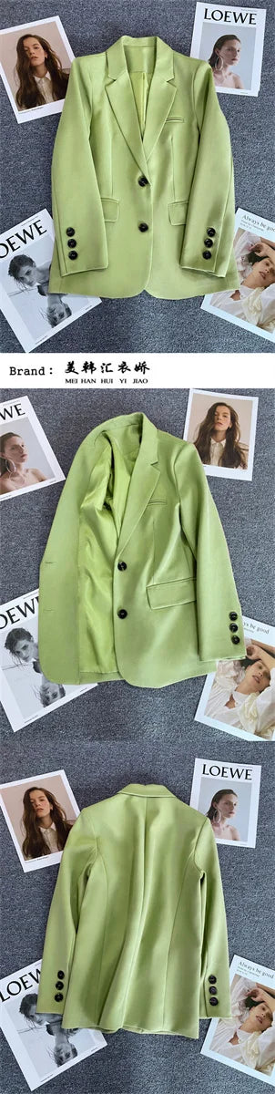 Jaqueta feminina nova na moda coreana, terno pequeno, blusa marrom, casaco, roupas soltas, retas, temperamento fino, blazer para mulheres chique
