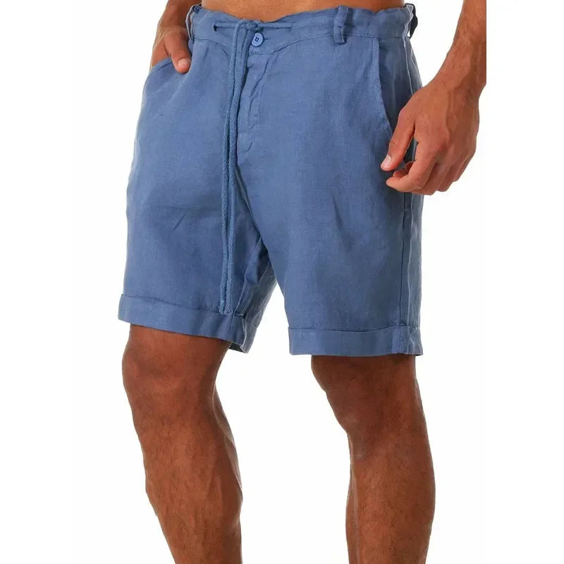 Men's Linen Casual Breathable Joggers Pants Fashion Short Trousers Street Pants Men Clothing