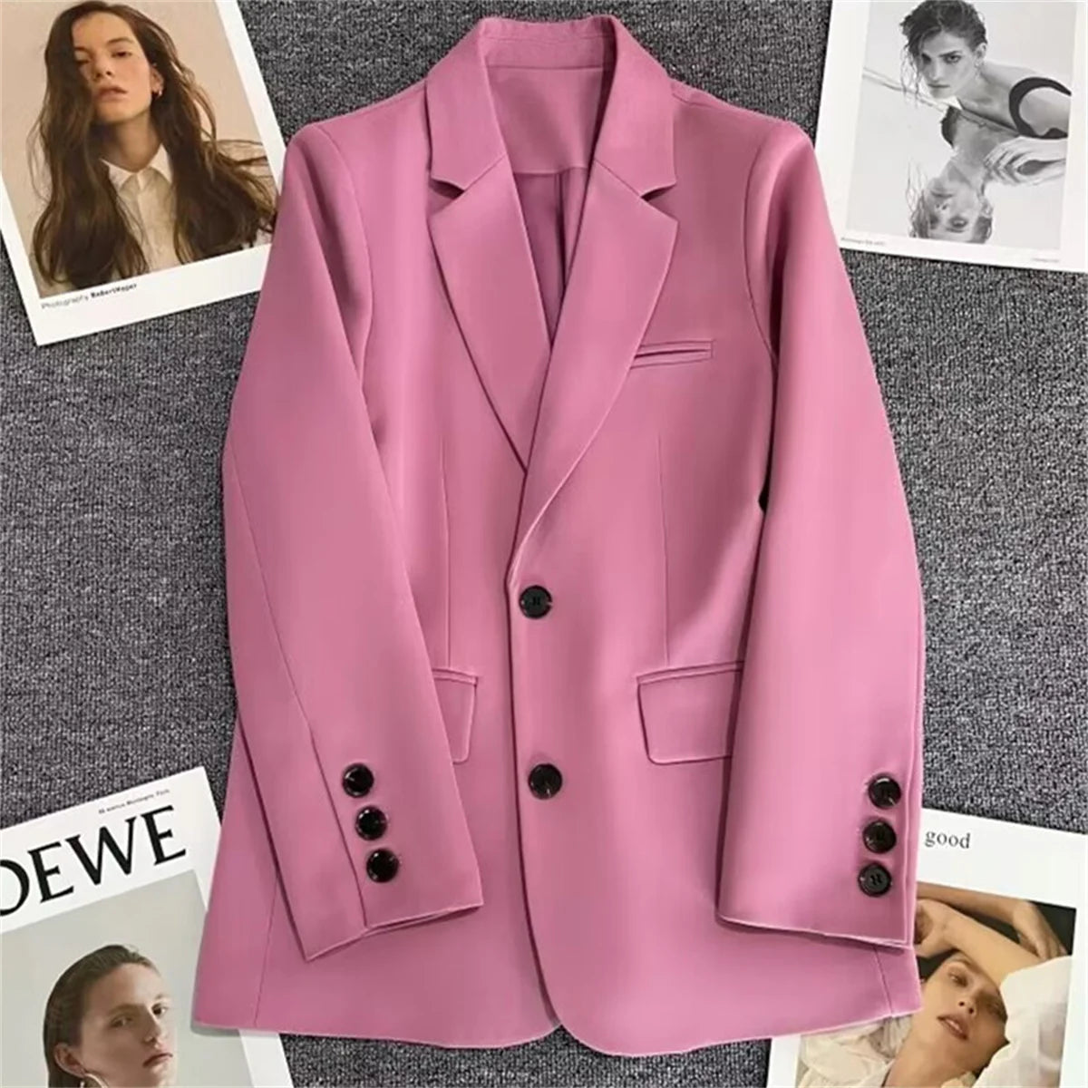 Jaqueta feminina nova na moda coreana, terno pequeno, blusa marrom, casaco, roupas soltas, retas, temperamento fino, blazer para mulheres chique