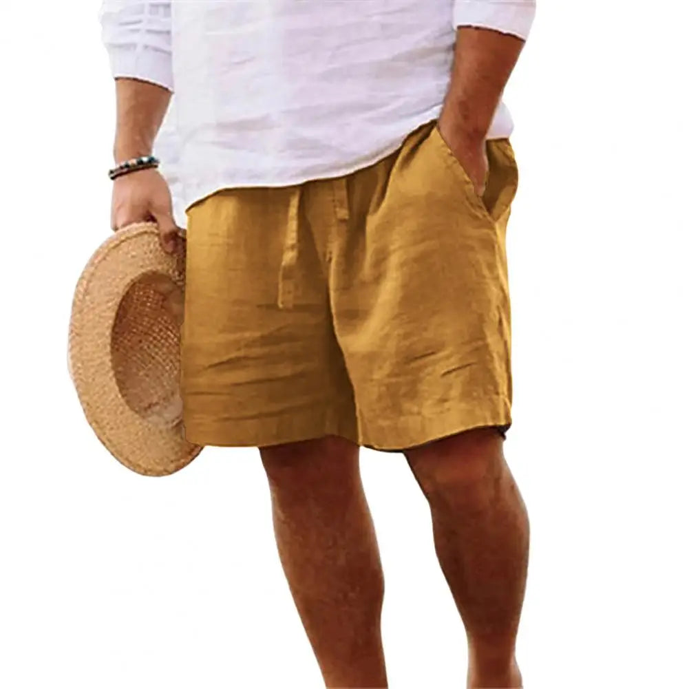 2024 New Men's Cotton Linen Shorts Summer Breathable Solid Color Fitness Short Pants Streetwear M-4xl