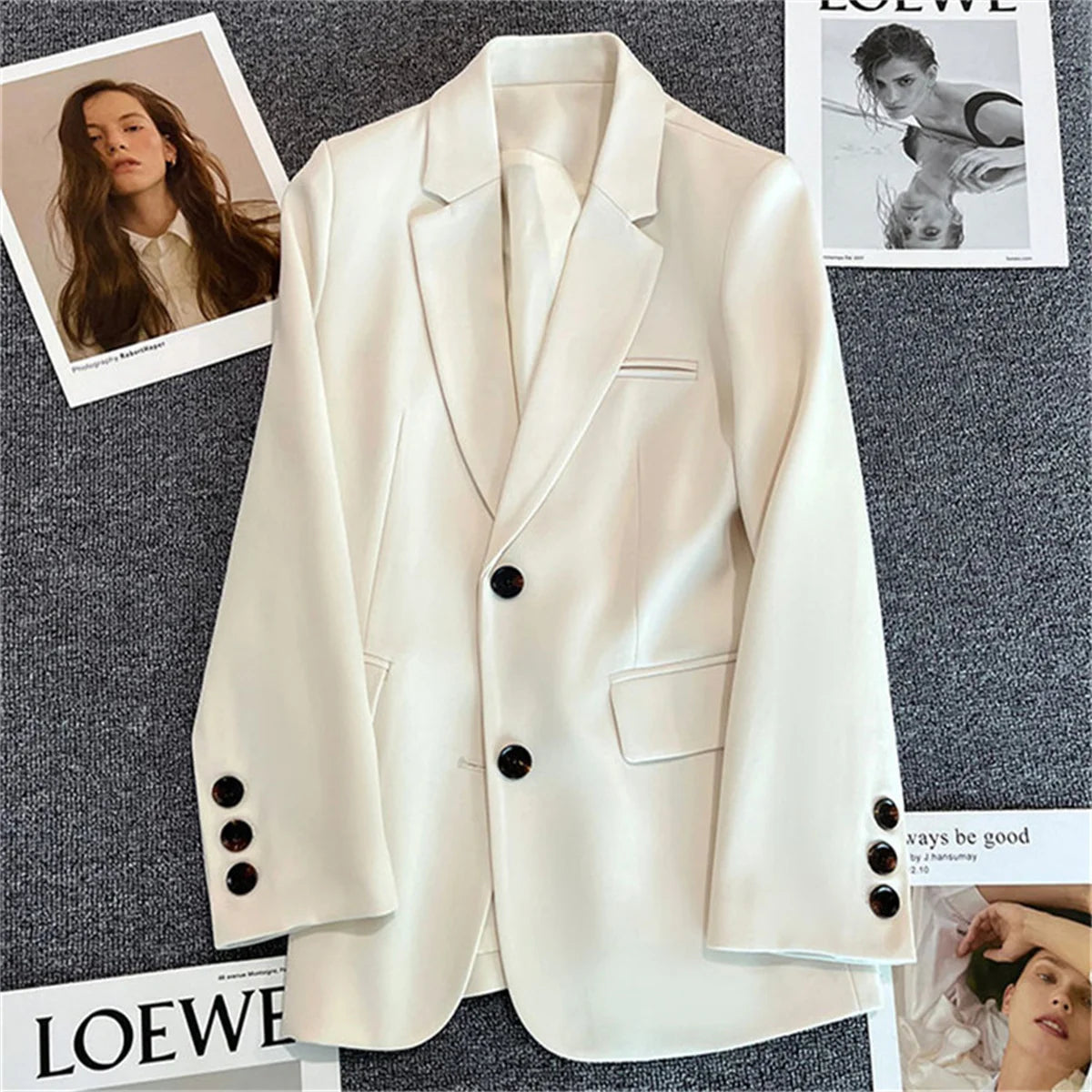 Jaqueta feminina nova na moda coreana, terno pequeno, blusa marrom, casaco, roupas soltas, retas, temperamento fino, blazer para mulheres chique