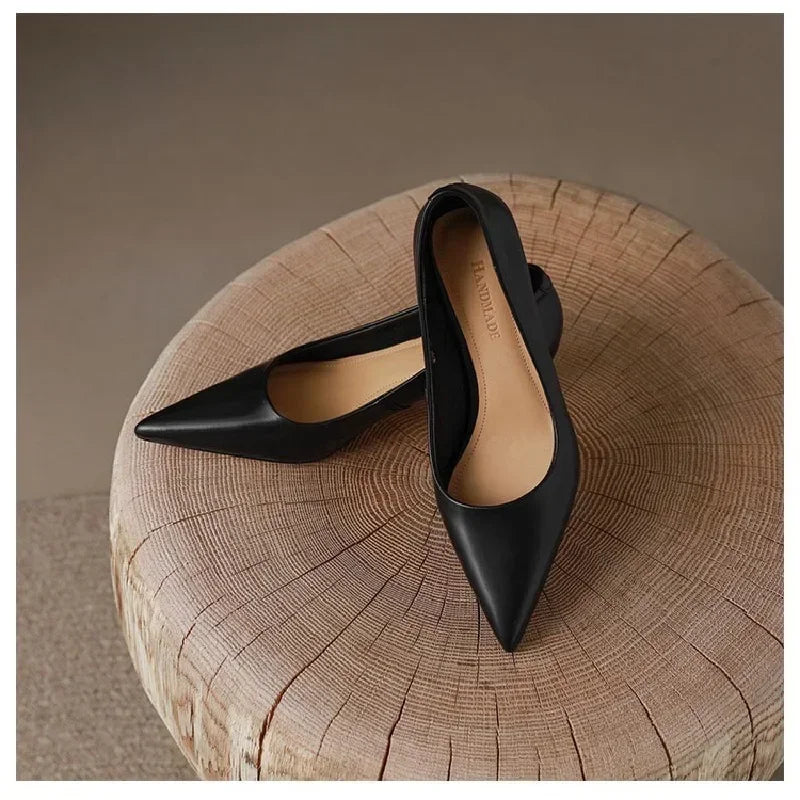 Zapatos de tacón alto de lujo para mujer, sandalias de tacón medio de aguja, para fiesta y oficina, elegantes, marrones, con tacón pequeño, sexis, 2019