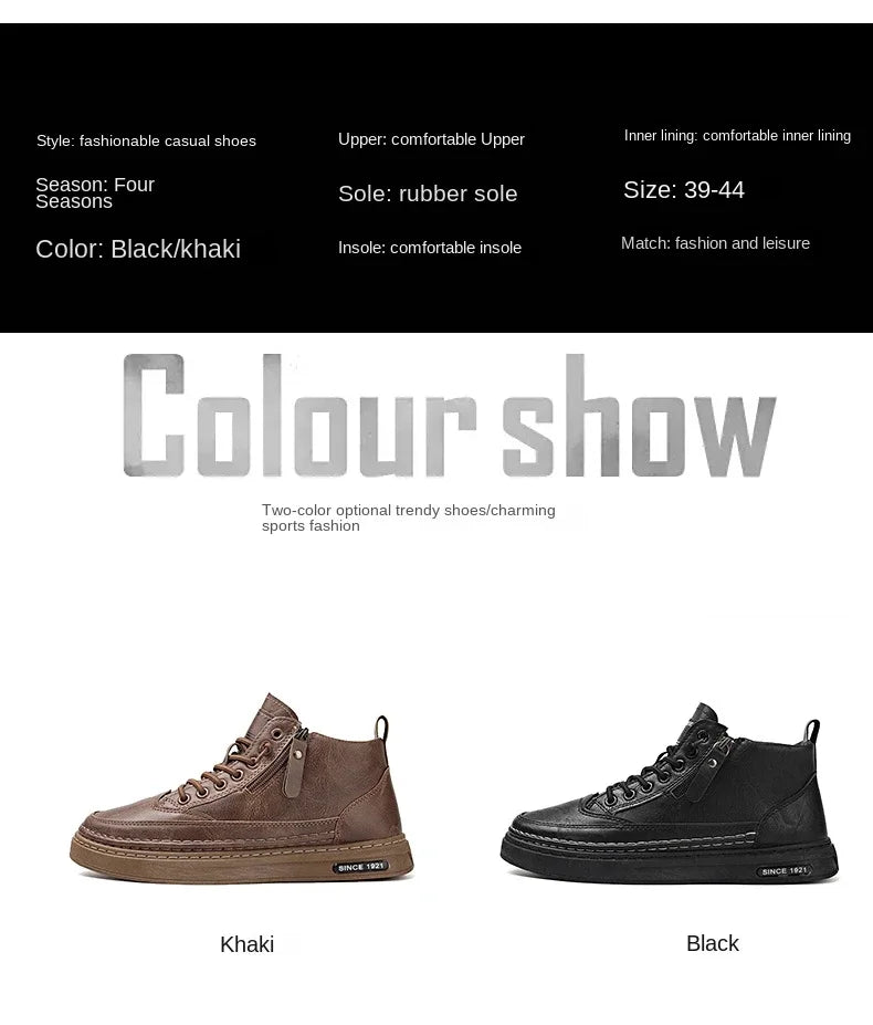 Botas masculinas de inverno, sapatos de couro de cano alto da moda, sapatos de algodão, botas de cano curto da moda, sapatos casuais para negócios e atividades ao ar livre, tênis masculinos novos