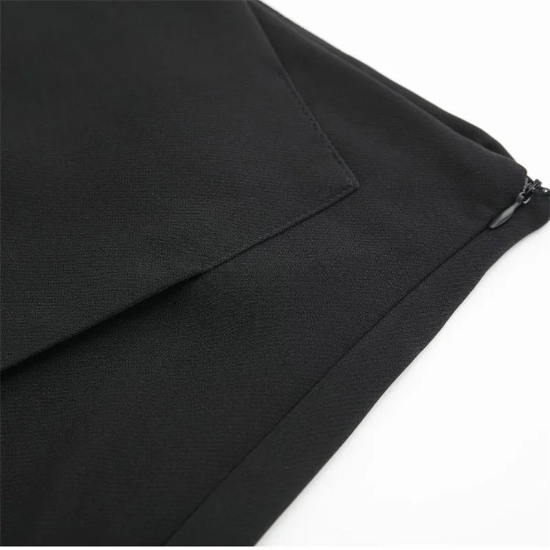 TRAF 2024 Falda pantalón asimétrica para mujer, minifalda negra de cintura alta, pantalones cortos informales tipo bermudas para mujer, faldas cortas de verano para mujer