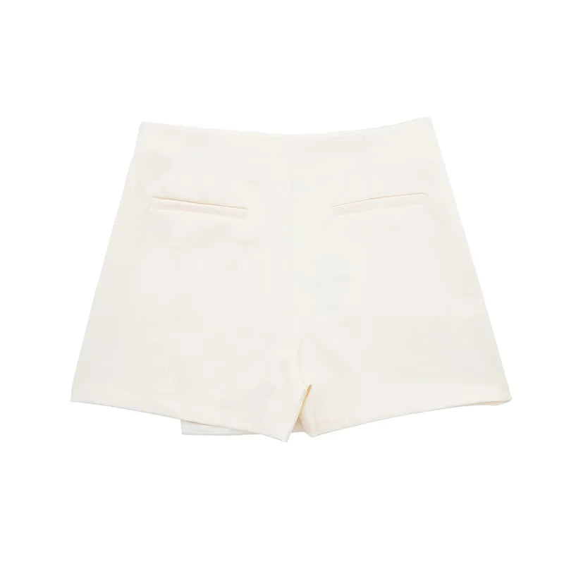 TRAF 2024 Falda pantalón asimétrica para mujer, minifalda negra de cintura alta, pantalones cortos informales tipo bermudas para mujer, faldas cortas de verano para mujer