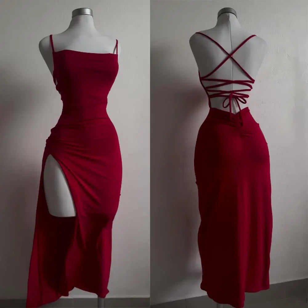 Vestido nuevo explosivo de verano 2024, vestido de alta sensibilidad con tirantes tipo halter y bolso Spice Girl a la cadera.