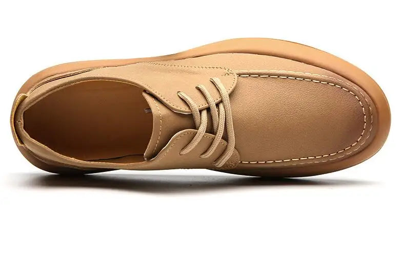 Men's retro handmade leather casual lace-up shoes, non-slip sole, classic stitching, comfortable, slip-on, spring and summer, work
