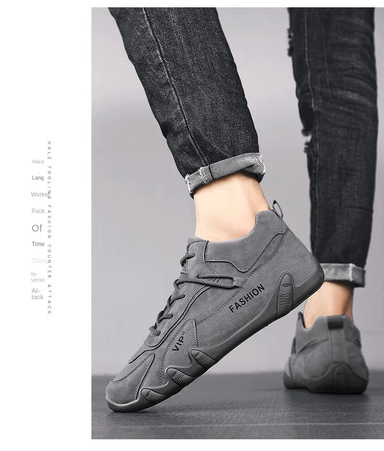 Botines para hombre, primavera 2024, zapatillas informales para hombre, antideslizantes, color caqui, zapatos de trabajo para hombre, botas cortas, mocasines con cordones, zapatillas para hombre