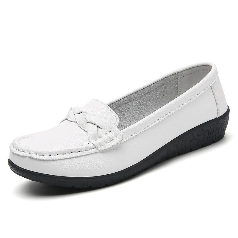 Zapatos planos de moda para mujer, mocasines transpirables para mujer, mocasines de piel auténtica para caminar, calzado para mujer