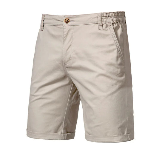 2023 Summer Men's Shorts Cotton Mid-Rise Casual Business Printed Beach Stretch Chino Shorts Classic Fit Short Homme
