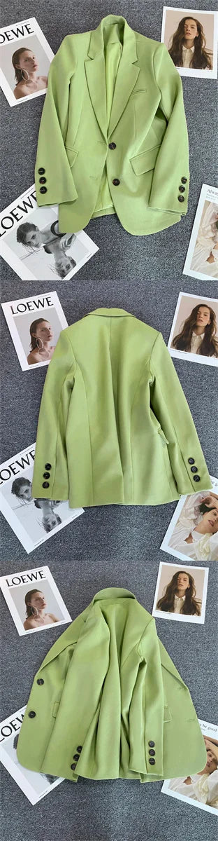 Jaqueta feminina nova na moda coreana, terno pequeno, blusa marrom, casaco, roupas soltas, retas, temperamento fino, blazer para mulheres chique
