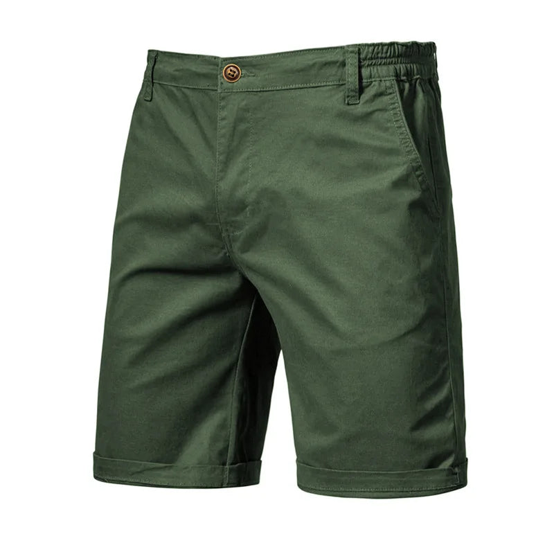 2023 Summer Men's Shorts Cotton Mid-Rise Casual Business Printed Beach Stretch Chino Shorts Classic Fit Short Homme