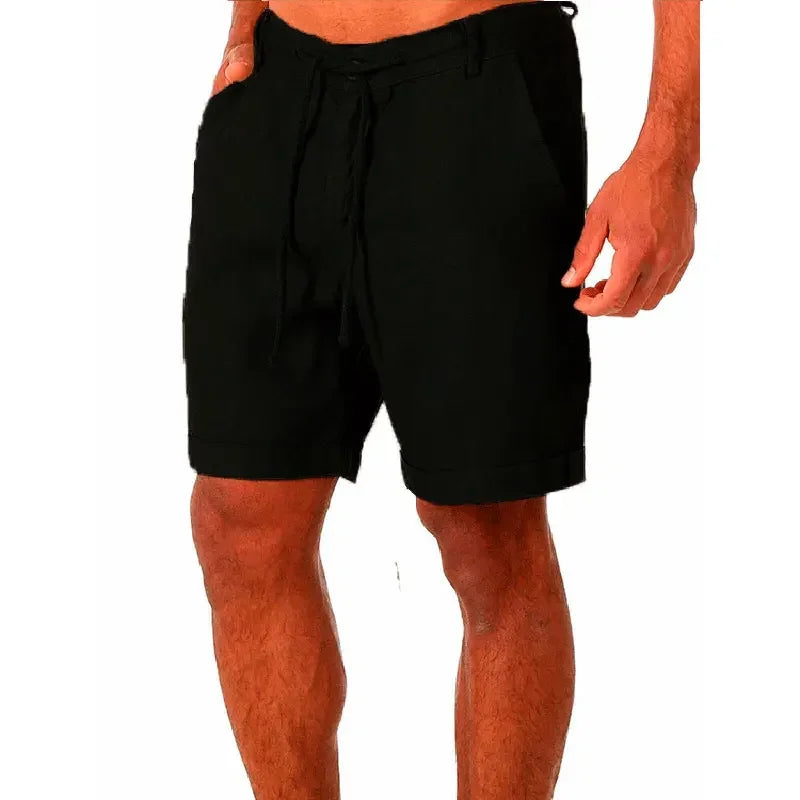Men's Linen Casual Breathable Joggers Pants Fashion Short Trousers Street Pants Men Clothing