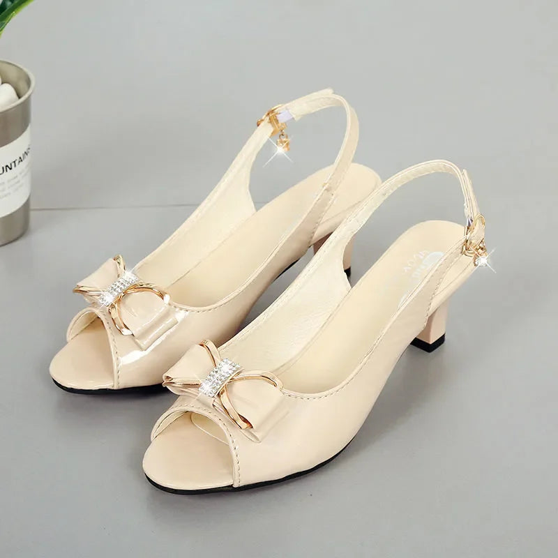 Zapatos de moda para mujer, tallas grandes, punta abierta, alta calidad, primavera, tacón cuadrado, zapatos informales de oficina CA126