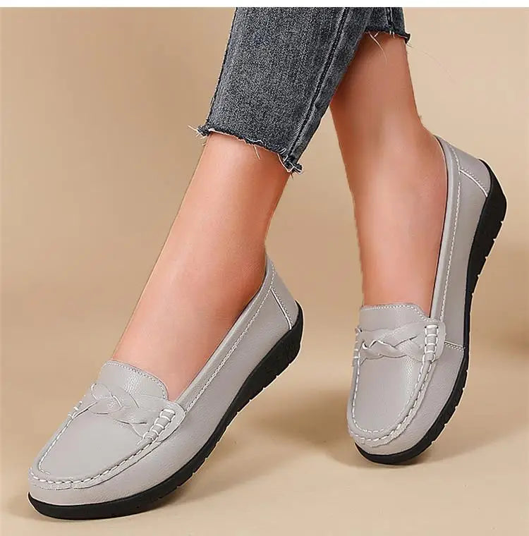 Zapatos planos de moda para mujer, mocasines transpirables para mujer, mocasines de piel auténtica para caminar, calzado para mujer