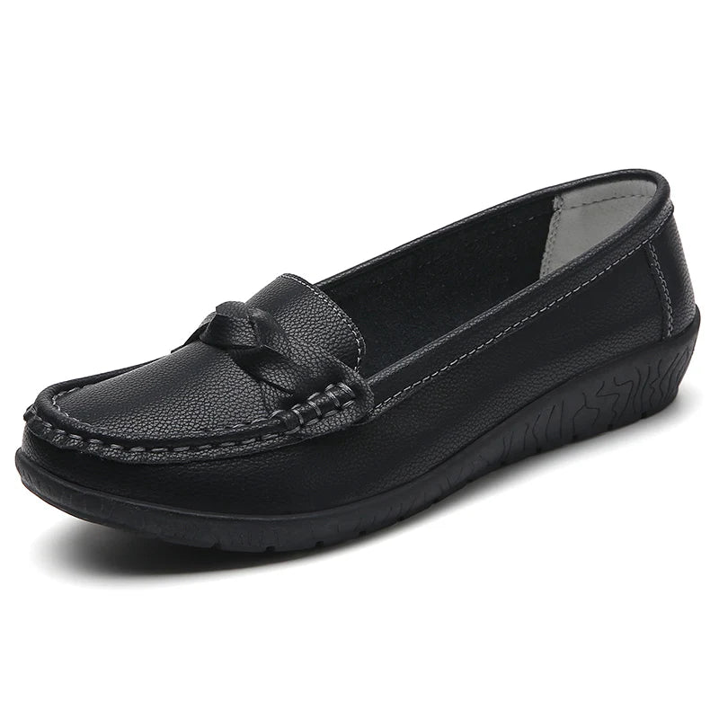 Zapatos planos de moda para mujer, mocasines transpirables para mujer, mocasines de piel auténtica para caminar, calzado para mujer
