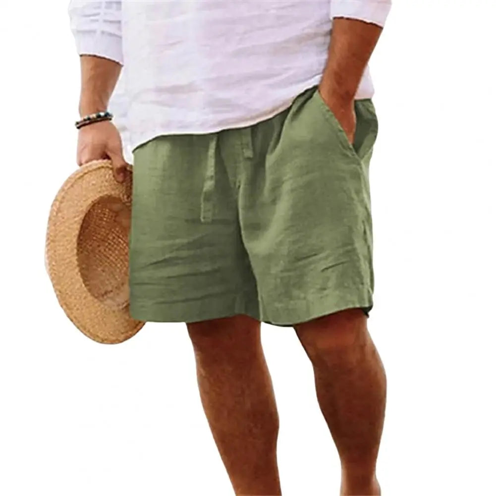 2024 New Men's Cotton Linen Shorts Summer Breathable Solid Color Fitness Short Pants Streetwear M-4xl