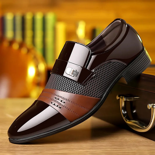 Sapatos Oxford Masculinos de Luxo Laqueados para Casamento, Sapatos Sociais de Bico Fino para Homens, Sapatos Clássicos de Couro para Negócios, Tamanho Grande 38-48