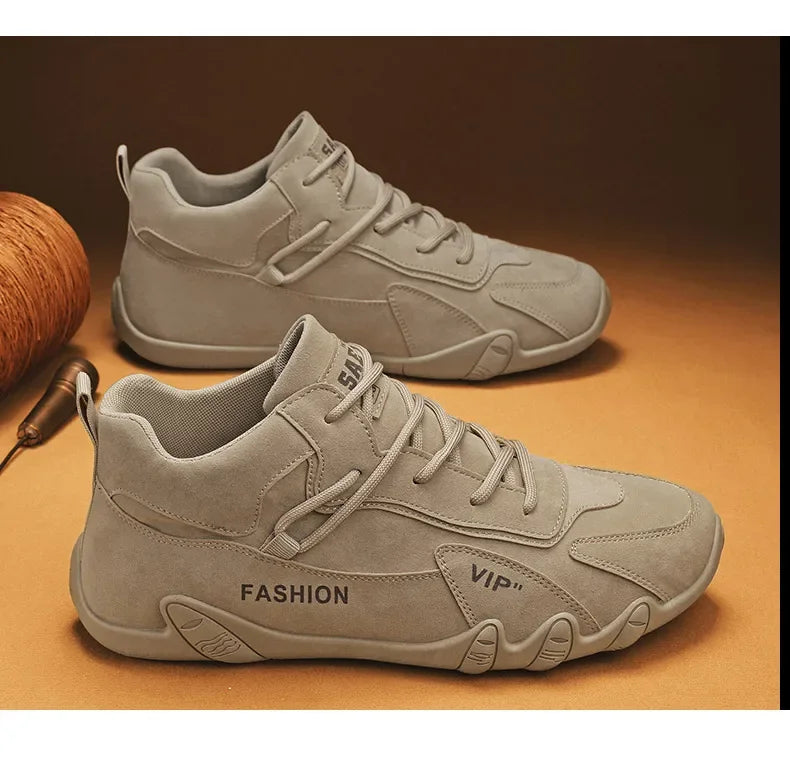 Botines para hombre, primavera 2024, zapatillas informales para hombre, antideslizantes, color caqui, zapatos de trabajo para hombre, botas cortas, mocasines con cordones, zapatillas para hombre