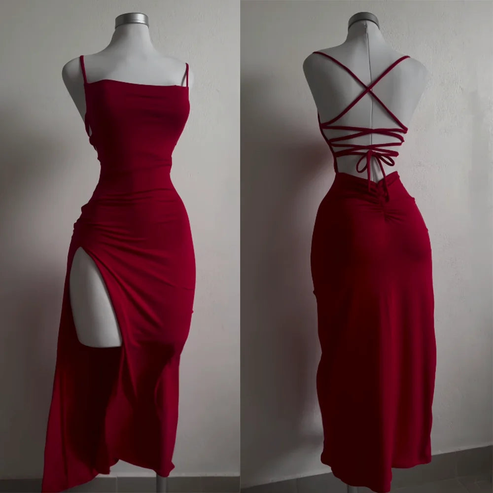 Vestido nuevo explosivo de verano 2024, vestido de alta sensibilidad con tirantes tipo halter y bolso Spice Girl a la cadera.