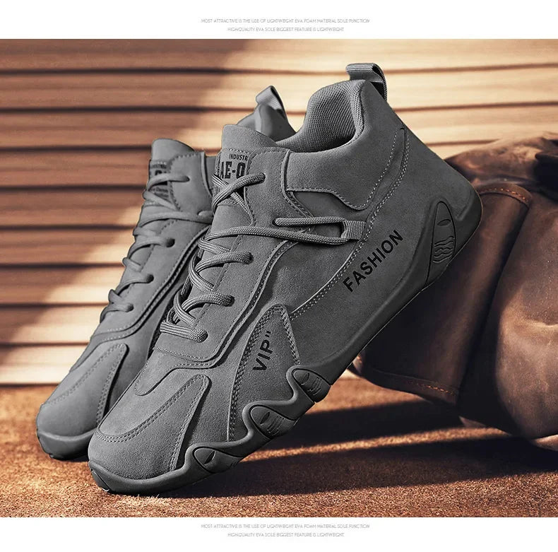 Botines para hombre, primavera 2024, zapatillas informales para hombre, antideslizantes, color caqui, zapatos de trabajo para hombre, botas cortas, mocasines con cordones, zapatillas para hombre