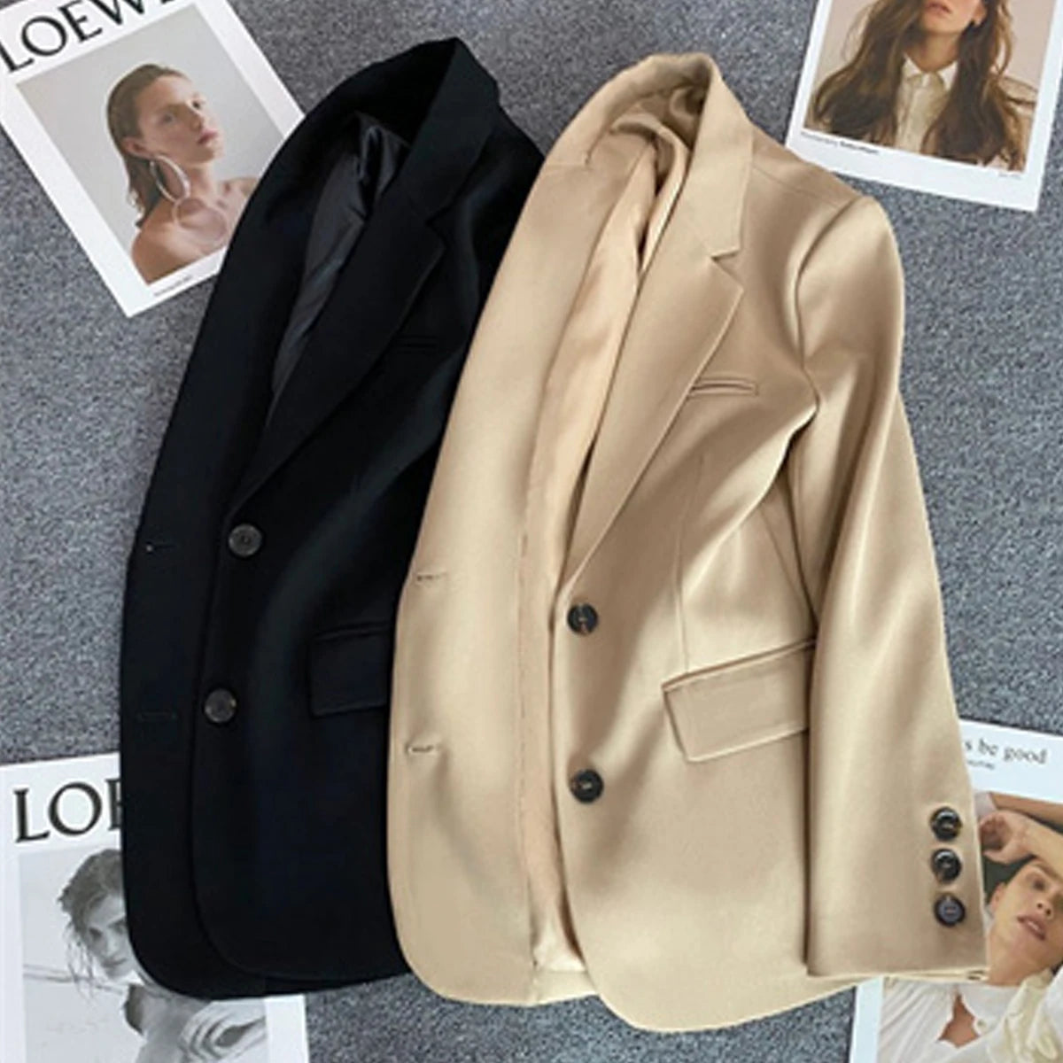 Jaqueta feminina nova na moda coreana, terno pequeno, blusa marrom, casaco, roupas soltas, retas, temperamento fino, blazer para mulheres chique