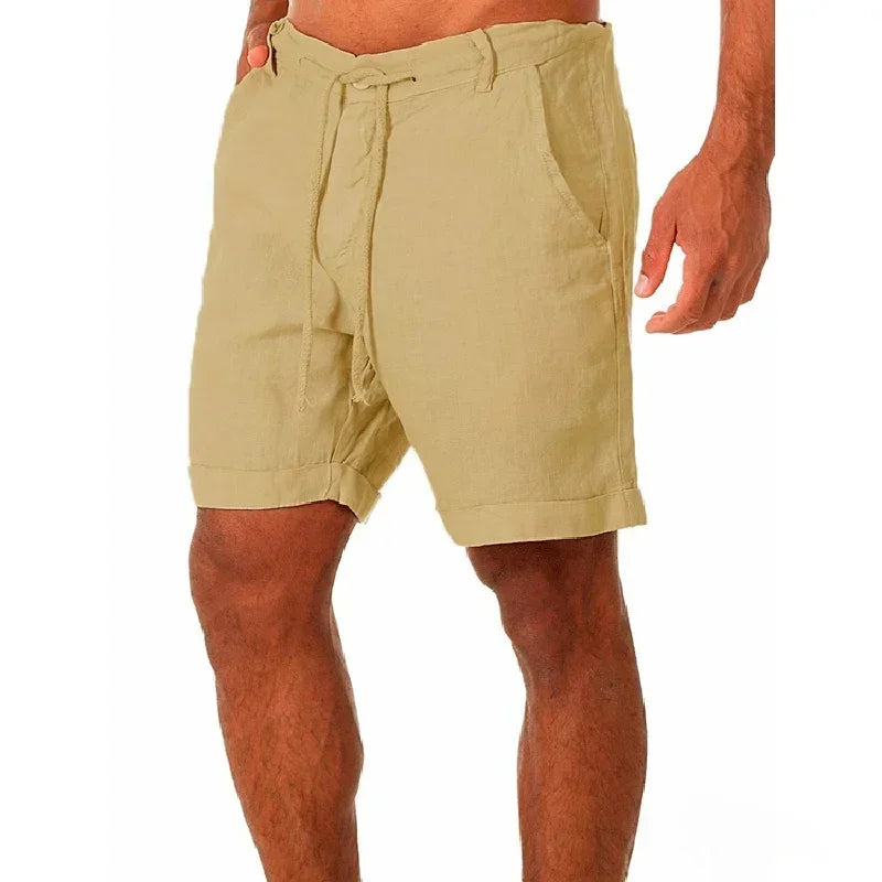 Men's Linen Casual Breathable Joggers Pants Fashion Short Trousers Street Pants Men Clothing