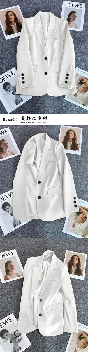 Jaqueta feminina nova na moda coreana, terno pequeno, blusa marrom, casaco, roupas soltas, retas, temperamento fino, blazer para mulheres chique