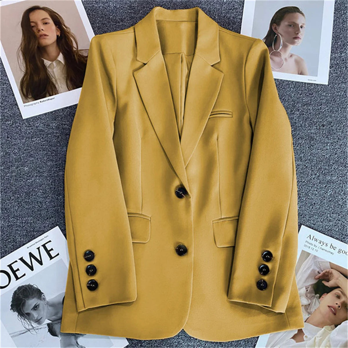 Jaqueta feminina nova na moda coreana, terno pequeno, blusa marrom, casaco, roupas soltas, retas, temperamento fino, blazer para mulheres chique
