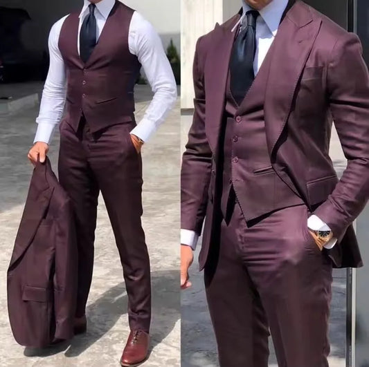Elegant Wedding Suit Slim Fit Groom Tuxedo 3 Pieces Cheap Formal Men Suit (Jacket+Vest+Pants)