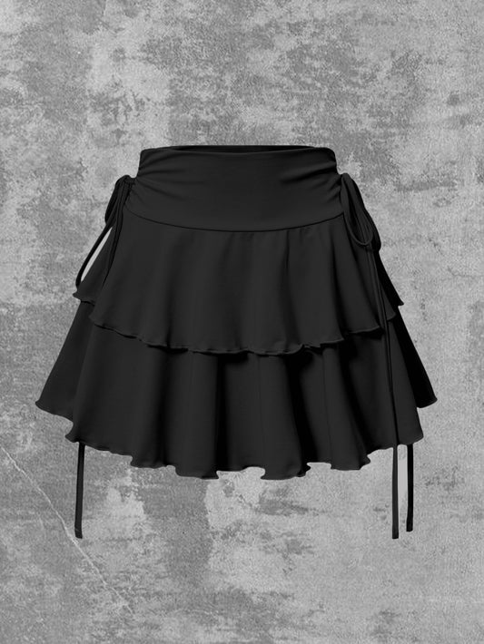 New solid color skirt women's 2025 summer fashion versatile high waist slim fit elastic waist short skirt products in stock