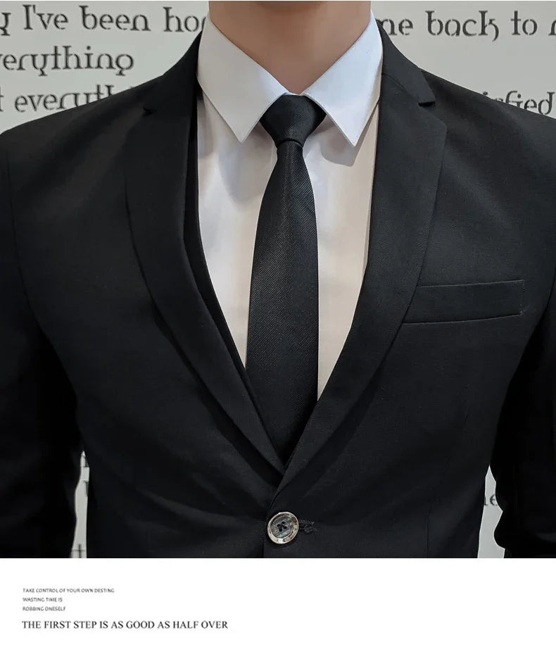 Terno (blazer + colete + calça) masculino, estilo executivo, slim, cor sólida, plus size, vestido justo, casamento, padrinho