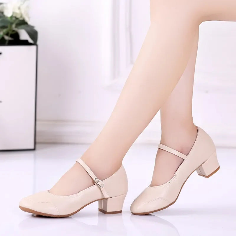 Zapatos de moda para mujer, tallas grandes, punta abierta, alta calidad, primavera, tacón cuadrado, zapatos informales de oficina CA126