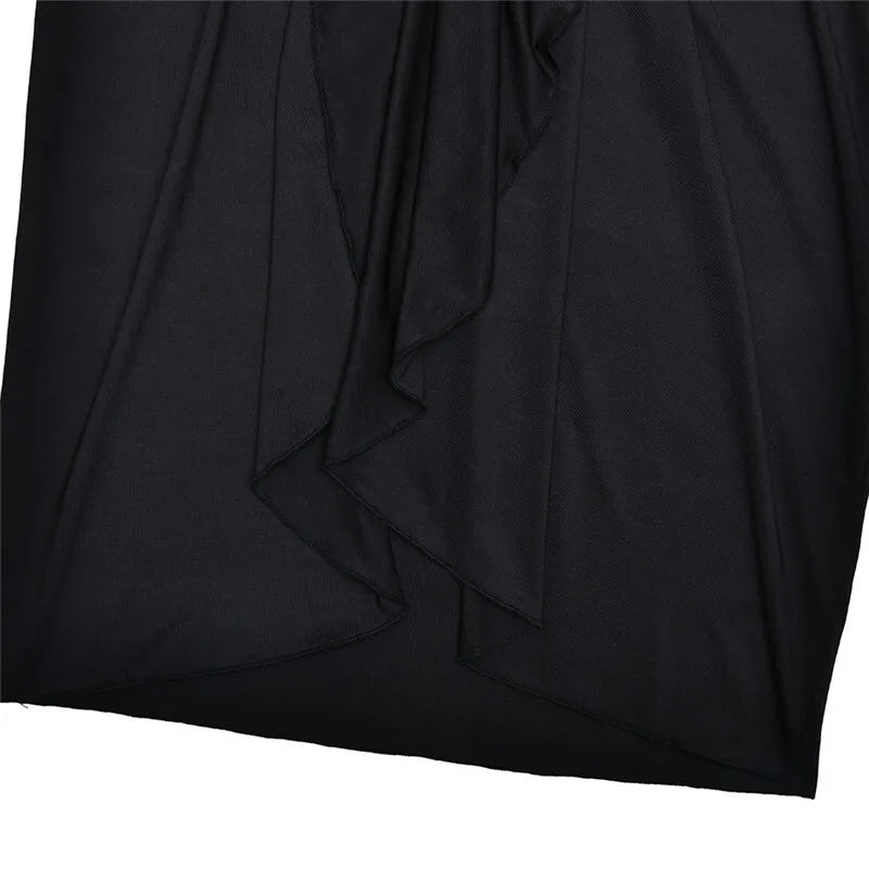 Mozision Vestido longo sexy com gola alta e fenda alta, para mulheres, moda, manga comprida, drapeado, bandagem, justo, clube, vestido longo