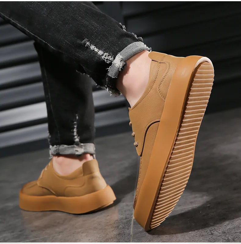 Men's retro handmade leather casual lace-up shoes, non-slip sole, classic stitching, comfortable, slip-on, spring and summer, work