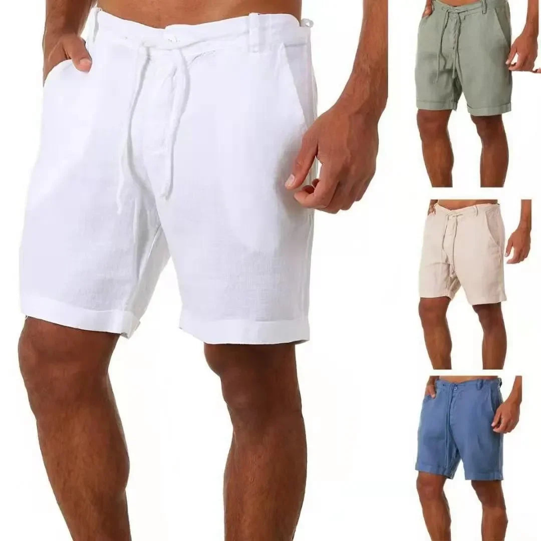 Men's Linen Casual Breathable Joggers Pants Fashion Short Trousers Street Pants Men Clothing
