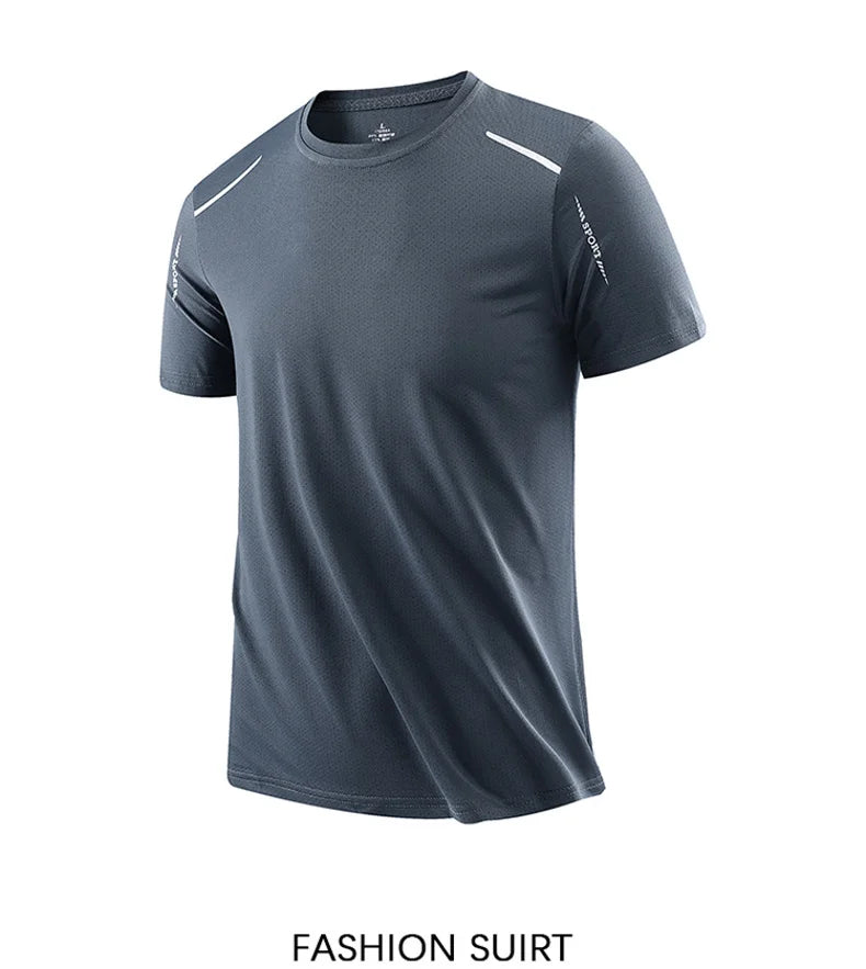 CHRLCK Camisetas de secado rápido para hombre, transpirables, para senderismo, pesca, suaves y elásticas, para deportes al aire libre, cortas, de verano