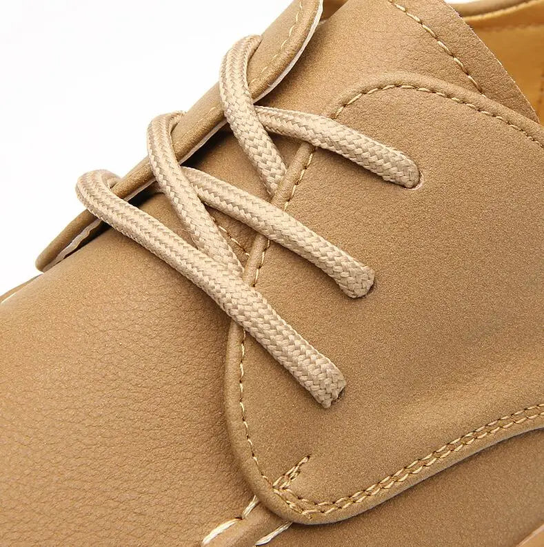 Men's retro handmade leather casual lace-up shoes, non-slip sole, classic stitching, comfortable, slip-on, spring and summer, work