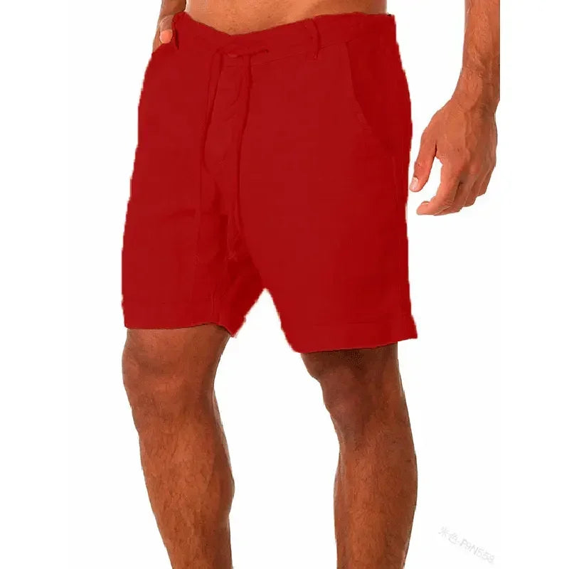 Men's Linen Casual Breathable Joggers Pants Fashion Short Trousers Street Pants Men Clothing