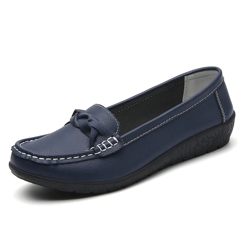 Zapatos planos de moda para mujer, mocasines transpirables para mujer, mocasines de piel auténtica para caminar, calzado para mujer