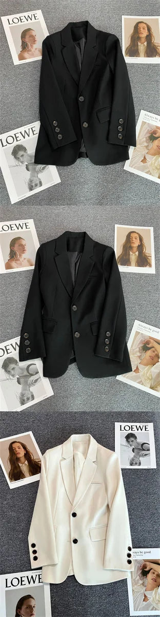 Jaqueta feminina nova na moda coreana, terno pequeno, blusa marrom, casaco, roupas soltas, retas, temperamento fino, blazer para mulheres chique