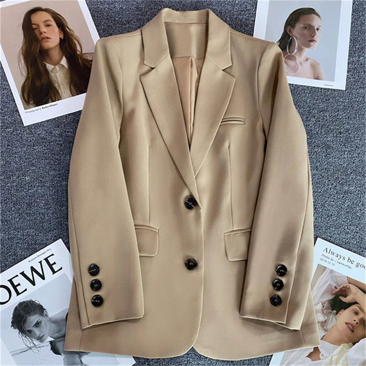 Jaqueta feminina nova na moda coreana, terno pequeno, blusa marrom, casaco, roupas soltas, retas, temperamento fino, blazer para mulheres chique