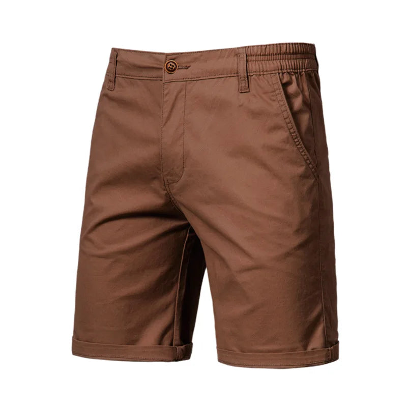 2023 Summer Men's Shorts Cotton Mid-Rise Casual Business Printed Beach Stretch Chino Shorts Classic Fit Short Homme