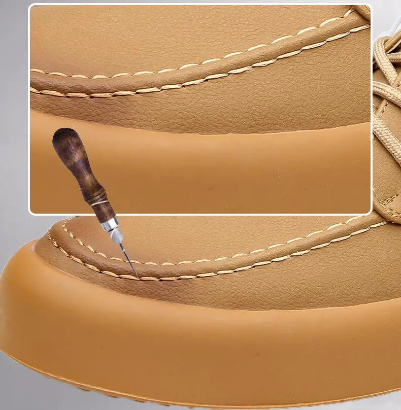 Men's retro handmade leather casual lace-up shoes, non-slip sole, classic stitching, comfortable, slip-on, spring and summer, work