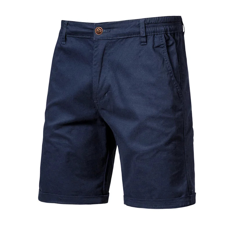 2023 Summer Men's Shorts Cotton Mid-Rise Casual Business Printed Beach Stretch Chino Shorts Classic Fit Short Homme
