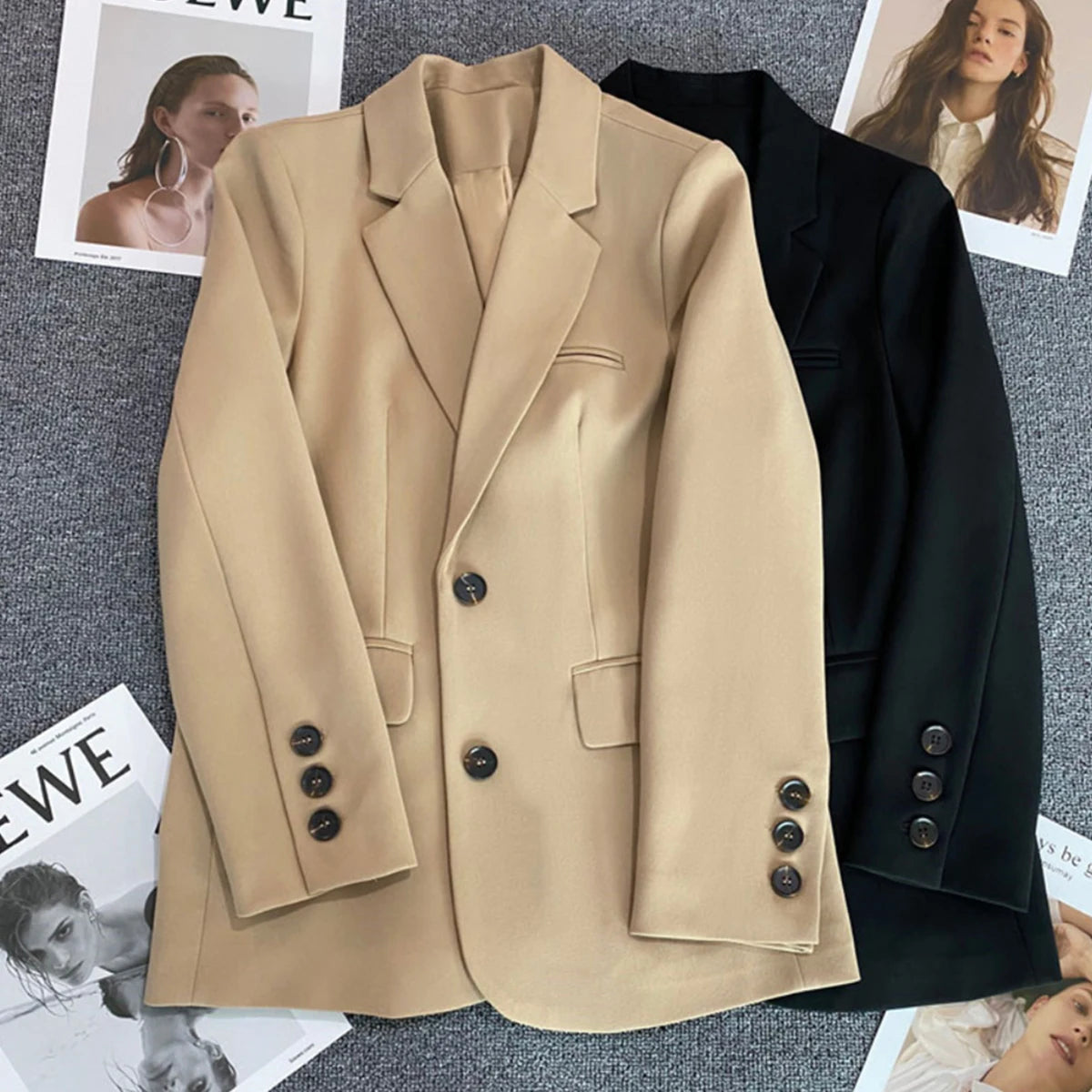 Jaqueta feminina nova na moda coreana, terno pequeno, blusa marrom, casaco, roupas soltas, retas, temperamento fino, blazer para mulheres chique