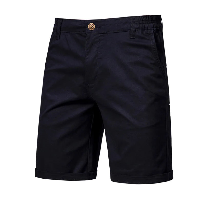 2023 Summer Men's Shorts Cotton Mid-Rise Casual Business Printed Beach Stretch Chino Shorts Classic Fit Short Homme