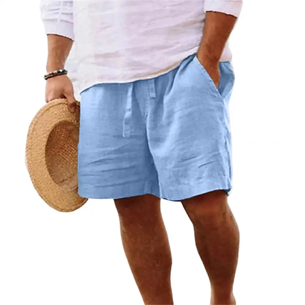 2024 New Men's Cotton Linen Shorts Summer Breathable Solid Color Fitness Short Pants Streetwear M-4xl