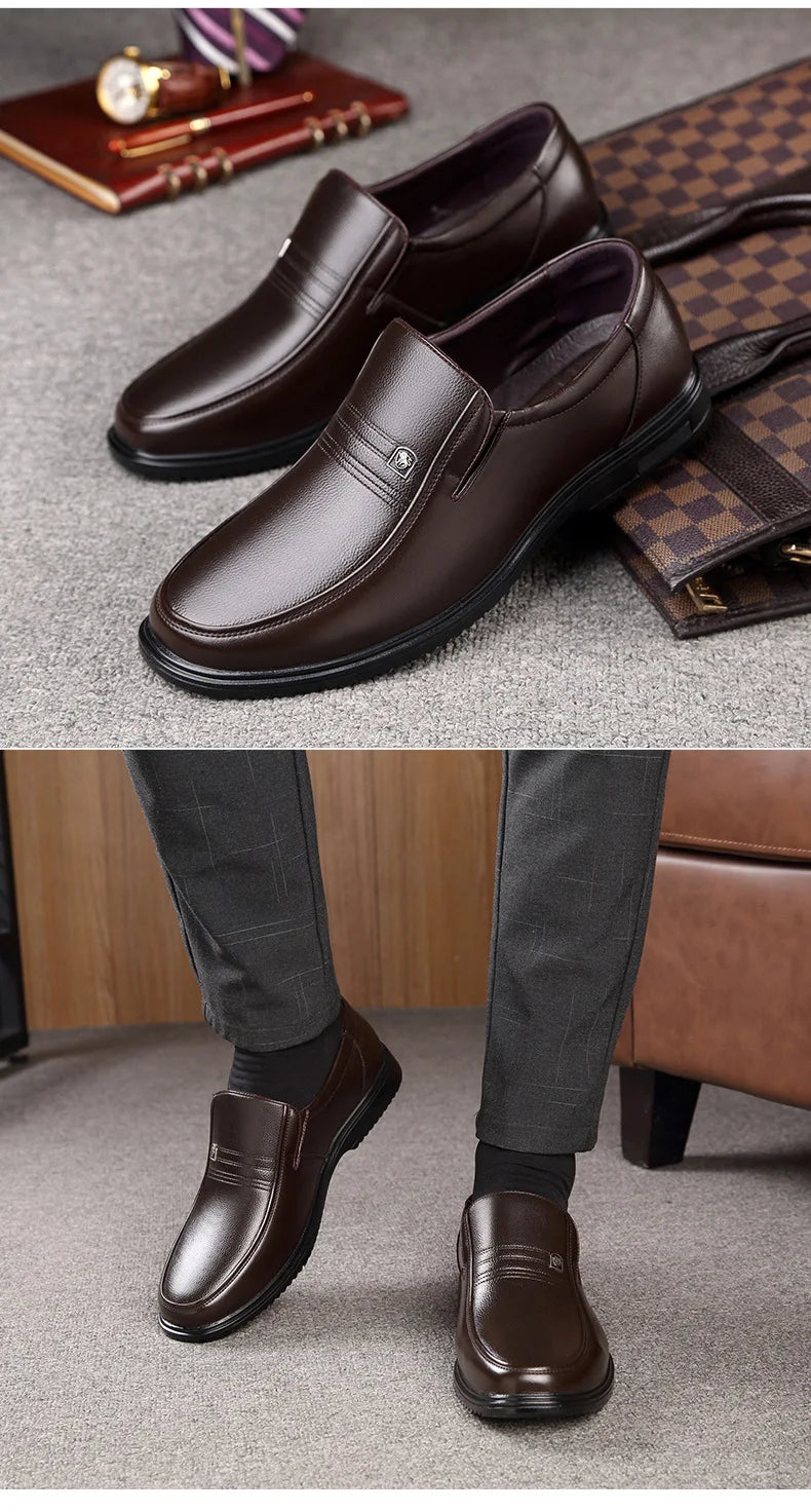Zapatos formales de cuero de marca de lujo para hombre, mocasines transpirables sin cordones, color negro, talla grande 38-46