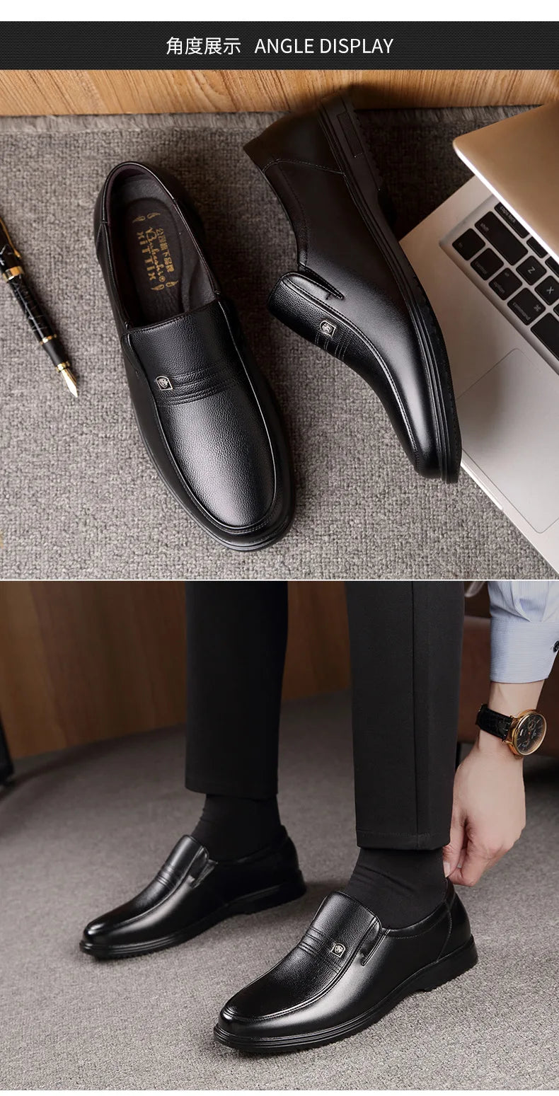 Zapatos formales de cuero de marca de lujo para hombre, mocasines transpirables sin cordones, color negro, talla grande 38-46